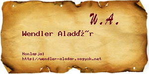 Wendler Aladár névjegykártya